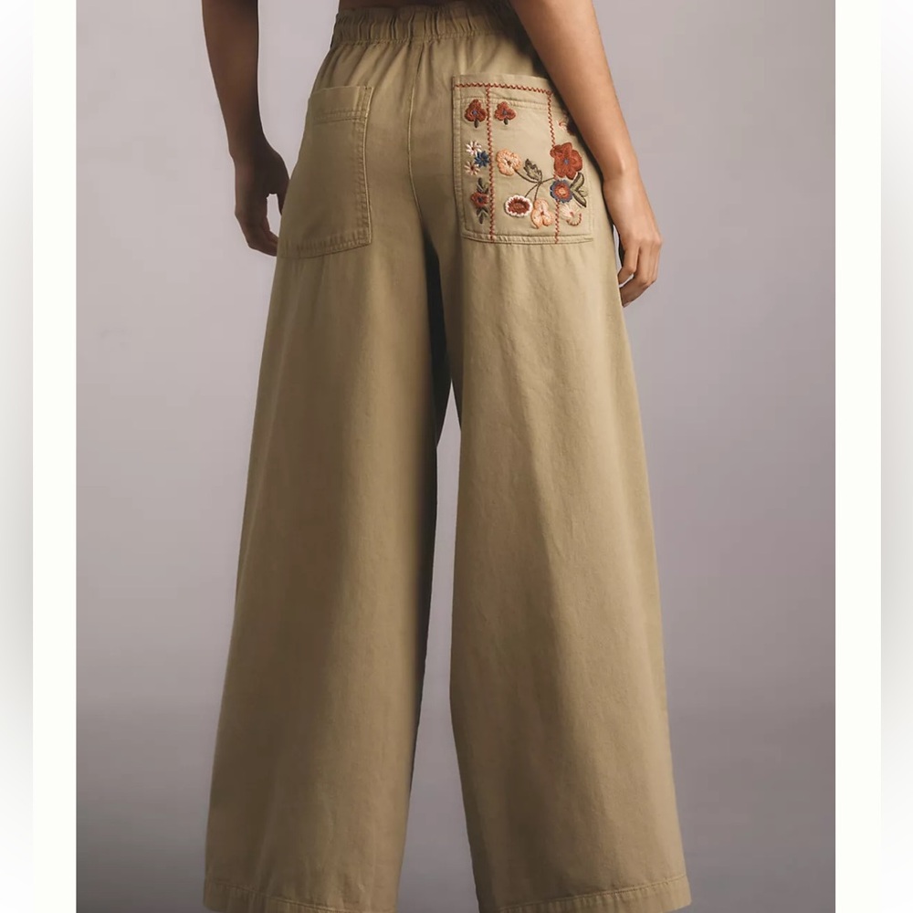 NWOT Anthropologie Pilcro Embroidered Pull-On Pants Size Large - Picture 2 of 16